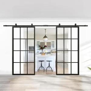Double Barn Door 84 X 84 in With 14FT Top-Mounted Hardware Kit,