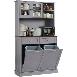 Kitchen Pantry Storage/Microwave Cabinet, with Tilt Out Trash Storage