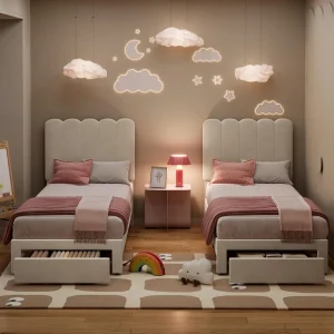 Twin Bed Frame with Under-Bed Drawer, Platform Bed, Wooden Sla